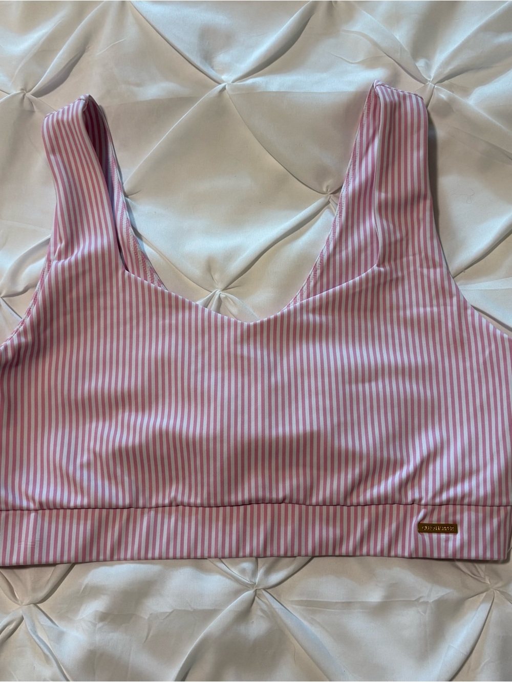 Cleo Harper Wireless Sports Bra Striped Pink/White, Women’s XL